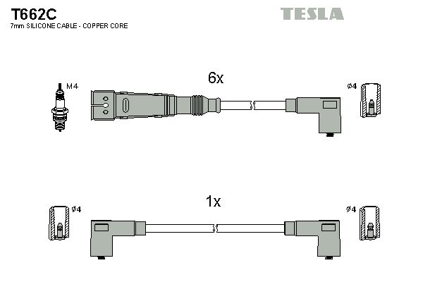 TESLA Комплект проводов зажигания T662C
