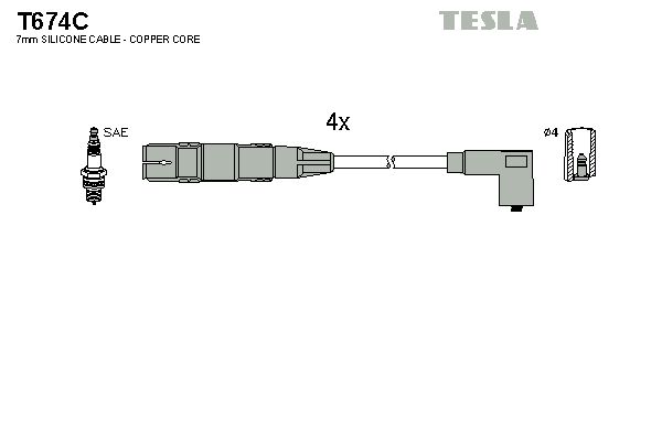 TESLA Комплект проводов зажигания T674C