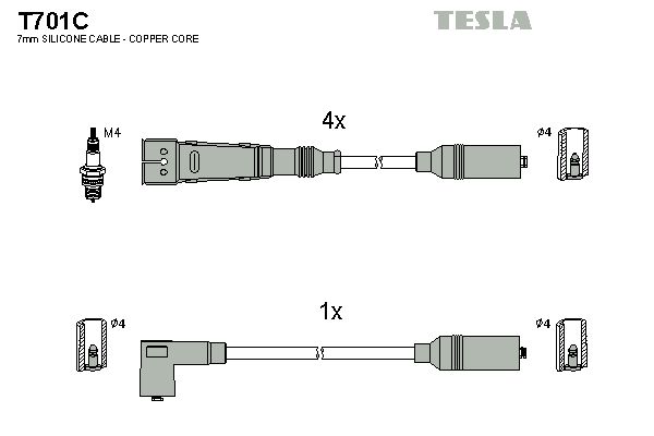 TESLA Комплект проводов зажигания T701C