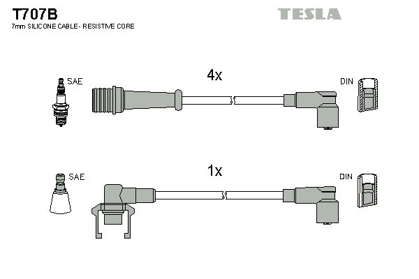 TESLA Комплект проводов зажигания T707B