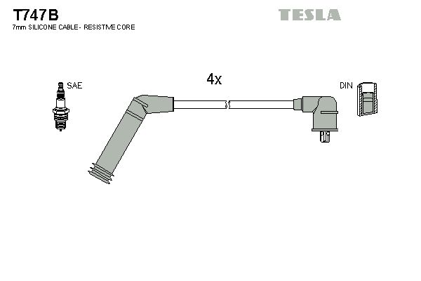 TESLA Комплект проводов зажигания T747B