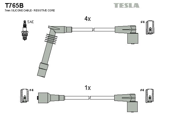 TESLA Комплект проводов зажигания T765B