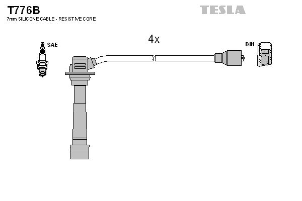 TESLA Комплект проводов зажигания T776B