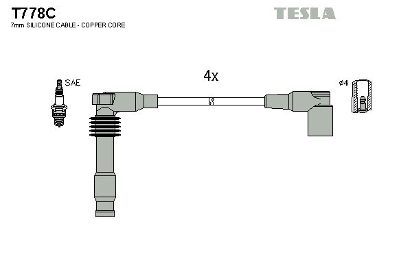 TESLA Комплект проводов зажигания T778C