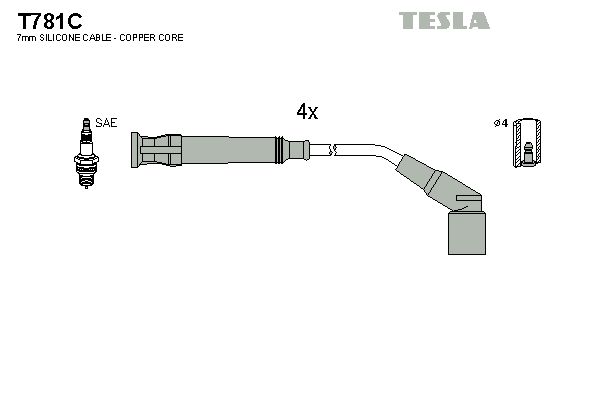 TESLA Комплект проводов зажигания T781C