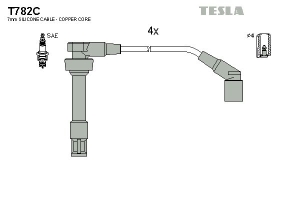 TESLA Комплект проводов зажигания T782C