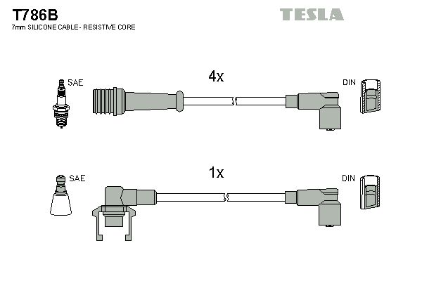 TESLA Комплект проводов зажигания T786B