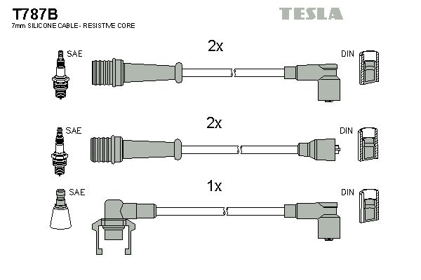 TESLA Комплект проводов зажигания T787B