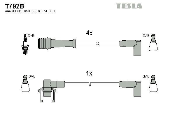 TESLA Комплект проводов зажигания T792B
