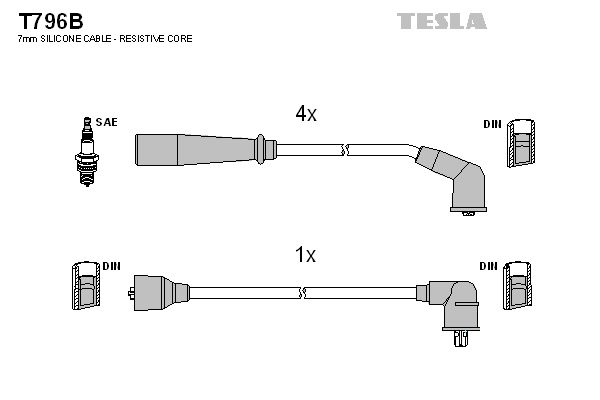TESLA Комплект проводов зажигания T796B