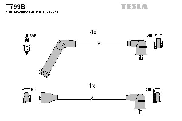 TESLA Комплект проводов зажигания T799B