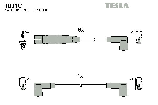 TESLA Комплект проводов зажигания T801C