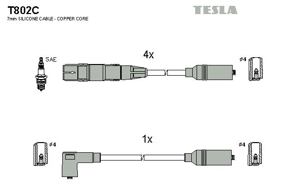 TESLA Комплект проводов зажигания T802C