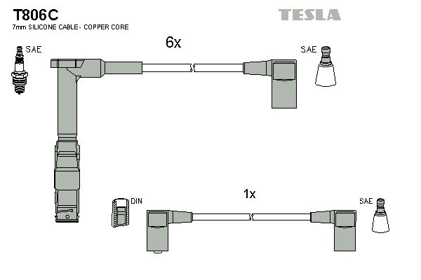 TESLA Комплект проводов зажигания T806C