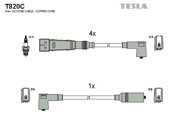 TESLA Комплект проводов зажигания T820C
