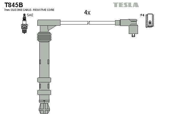 TESLA Комплект проводов зажигания T845B