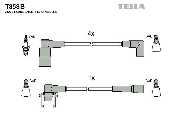 TESLA Комплект проводов зажигания T858B