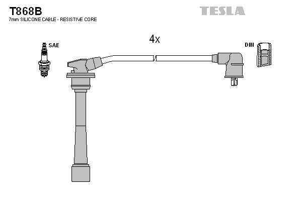 TESLA Комплект проводов зажигания T868B