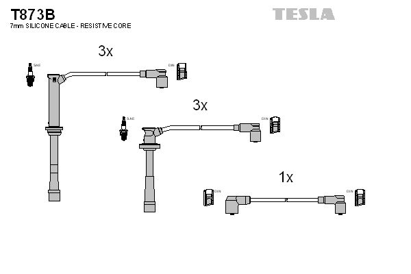 TESLA Комплект проводов зажигания T873B