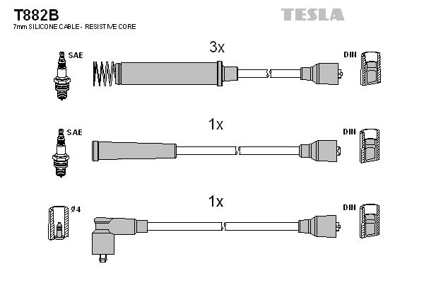 TESLA Комплект проводов зажигания T882B
