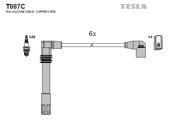 TESLA Комплект проводов зажигания T887C