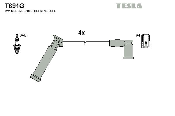TESLA Комплект проводов зажигания T894G