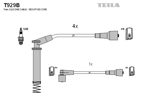 TESLA Комплект проводов зажигания T929B
