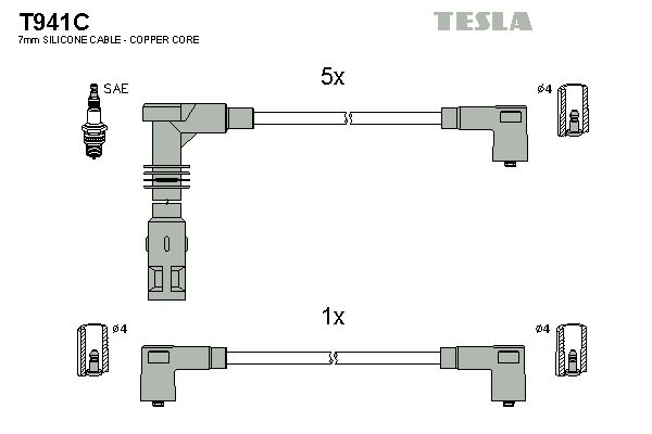 TESLA Комплект проводов зажигания T941C