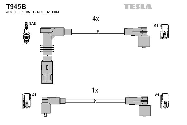 TESLA Комплект проводов зажигания T945B