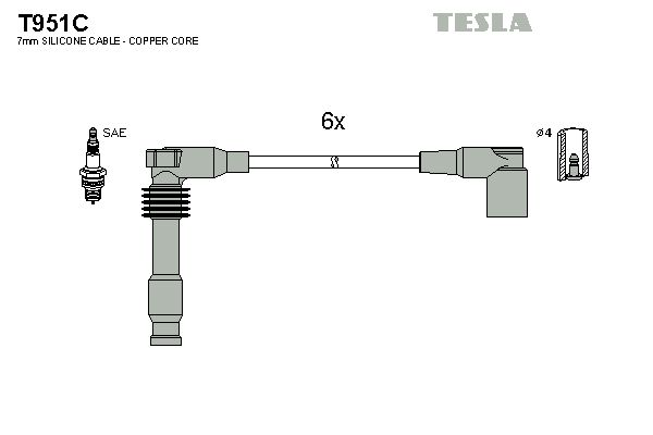 TESLA Комплект проводов зажигания T951C