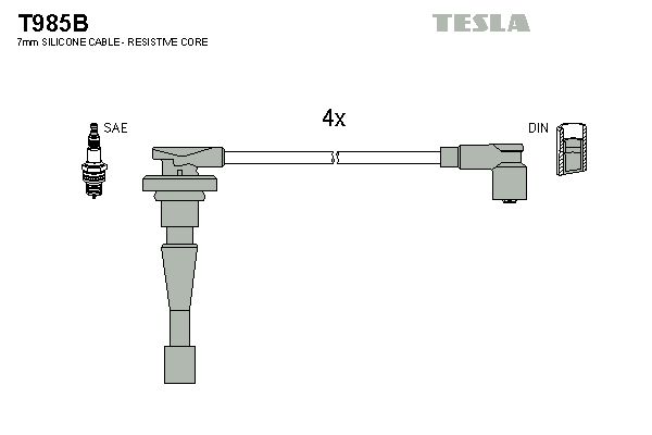 TESLA Комплект проводов зажигания T985B