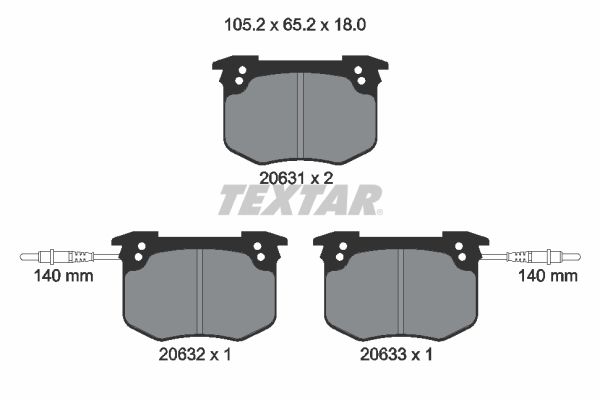 TEXTAR Комплект тормозных колодок, дисковый тормоз 2063101