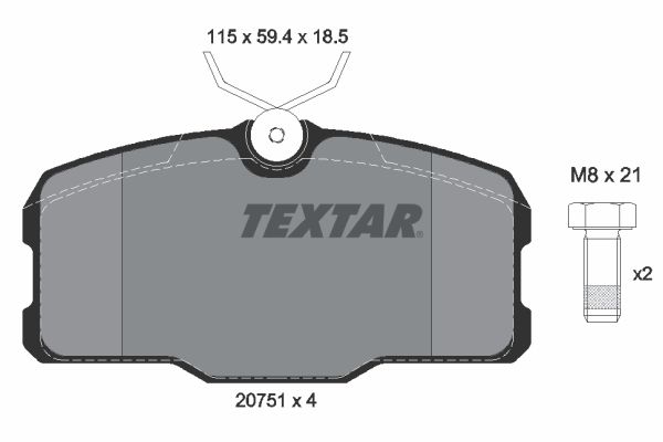 TEXTAR Комплект тормозных колодок, дисковый тормоз 2075101