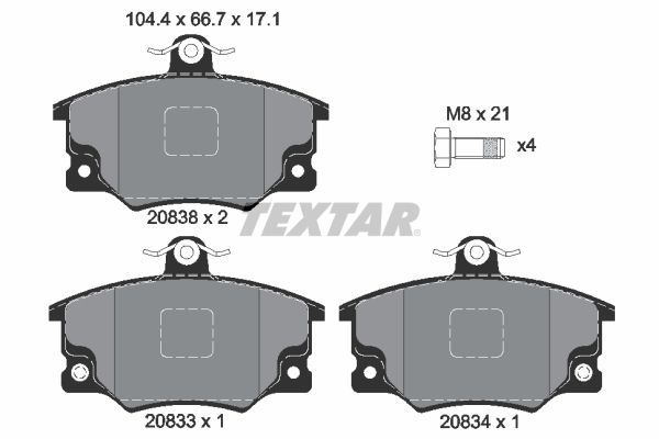 TEXTAR Комплект тормозных колодок, дисковый тормоз 2083302