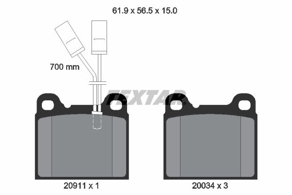 TEXTAR Комплект тормозных колодок, дисковый тормоз 2091101