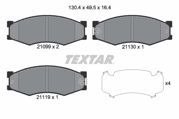 TEXTAR Комплект тормозных колодок, дисковый тормоз 2109902