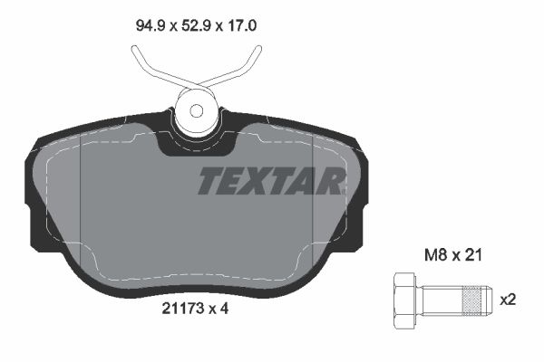 TEXTAR Комплект тормозных колодок, дисковый тормоз 2117302