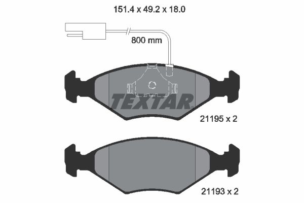 TEXTAR Комплект тормозных колодок, дисковый тормоз 2119501