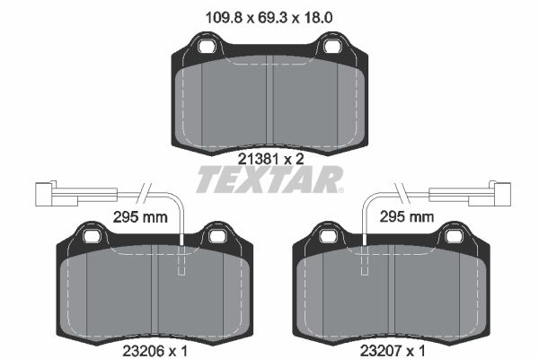 TEXTAR Комплект тормозных колодок, дисковый тормоз 2138103