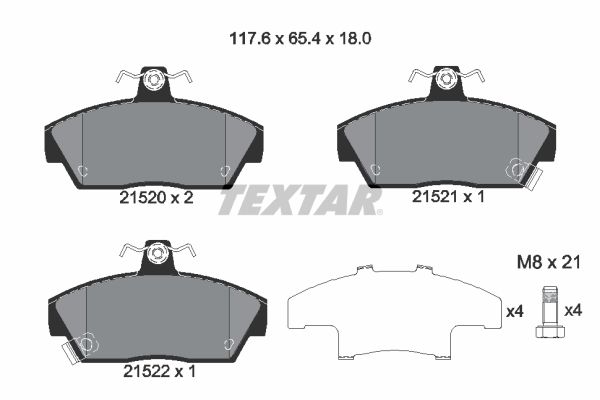 TEXTAR Комплект тормозных колодок, дисковый тормоз 2152001