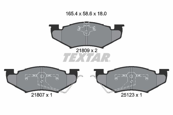 TEXTAR Комплект тормозных колодок, дисковый тормоз 2180902