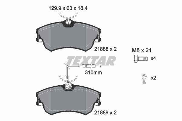 TEXTAR Комплект тормозных колодок, дисковый тормоз 2188801