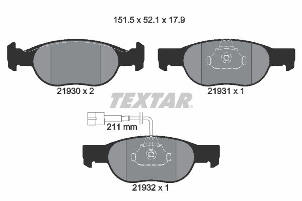 TEXTAR Комплект тормозных колодок, дисковый тормоз 2193002