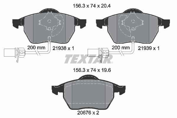 TEXTAR Piduriklotsi komplekt,ketaspidur 2193881