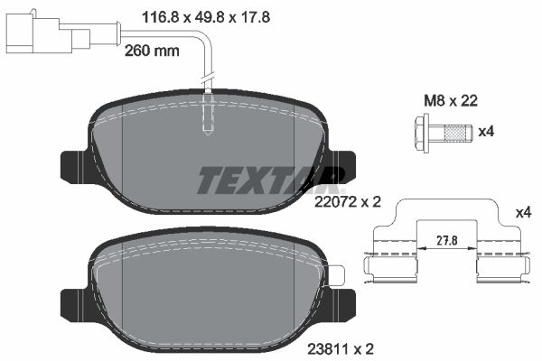 TEXTAR Piduriklotsi komplekt,ketaspidur 2207201