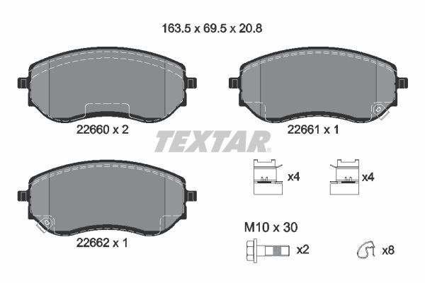 TEXTAR Комплект тормозных колодок, дисковый тормоз 2266001
