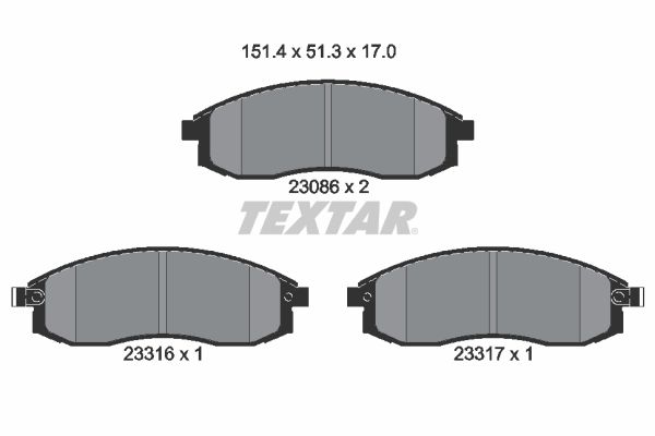 TEXTAR Комплект тормозных колодок, дисковый тормоз 2308601