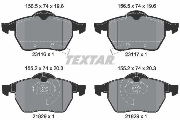 TEXTAR Комплект тормозных колодок, дисковый тормоз 2311602