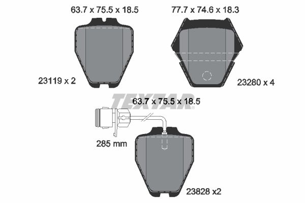 TEXTAR Комплект тормозных колодок, дисковый тормоз 2311901