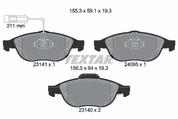 TEXTAR Комплект тормозных колодок, дисковый тормоз 2314101